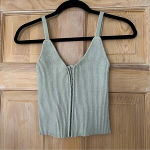Zara Women’s Grey Sleeveless Ribbed Knit Corset Crop Camisole Vest Size Medium